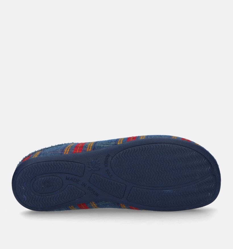 Hush Puppies Daupy Pantoufles à carreaux en Bleu pour hommes (330016)