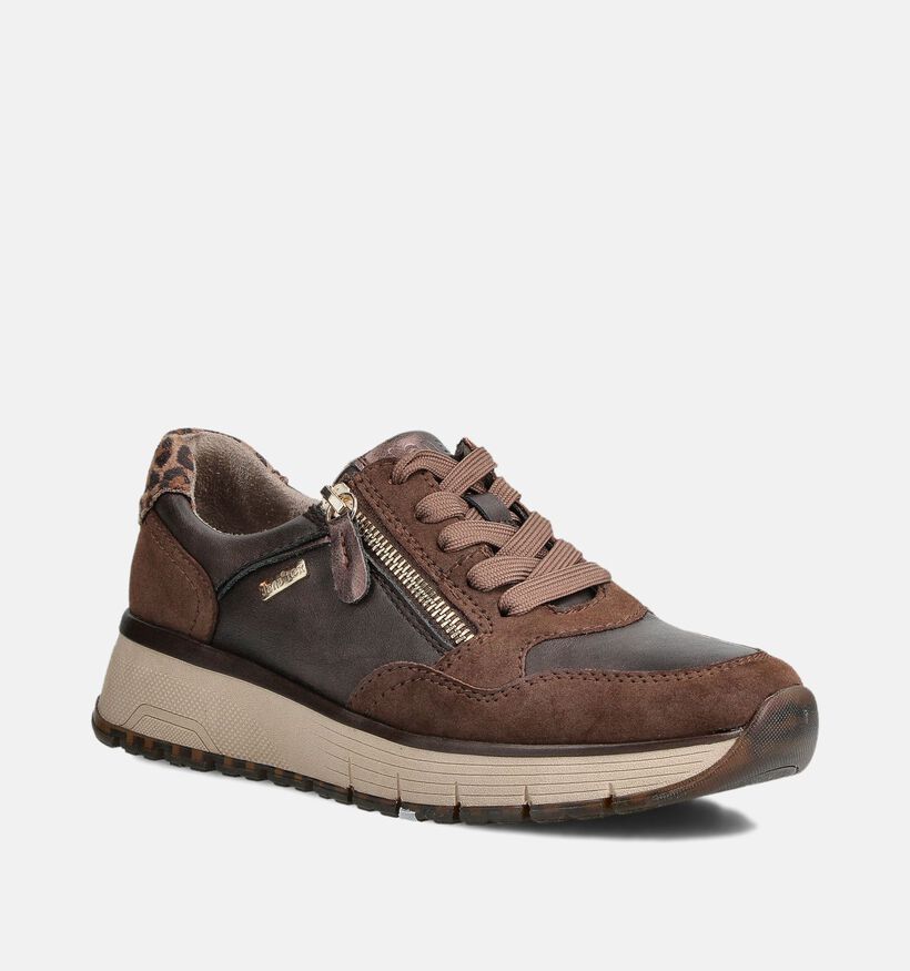 Jana Bruine Sneakers met Veter en Rits voor dames (360422) - geschikt voor steunzolen