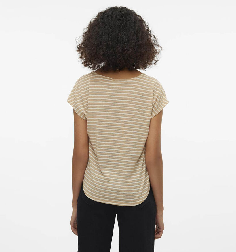 Vero Moda Gatja T-shirt rayé en Brun pour femmes (335346)