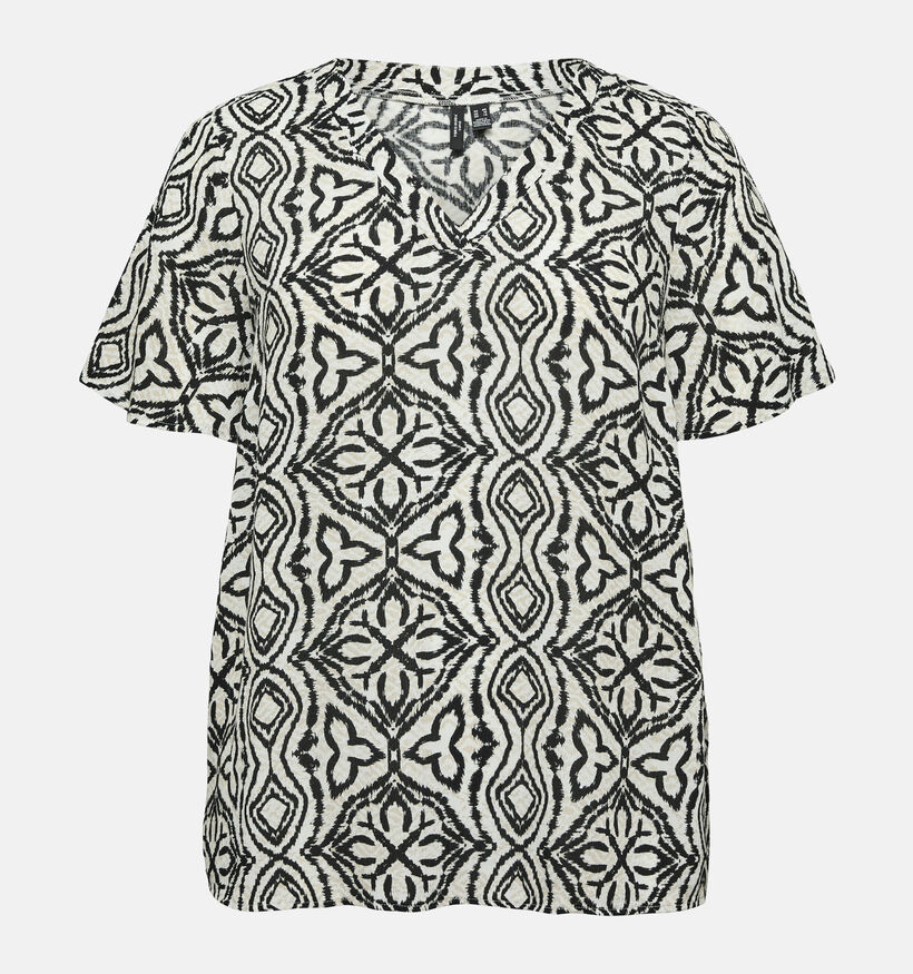 Vero Moda Curve Menny Zwarte/Ecru T-shirt voor dames (369326)