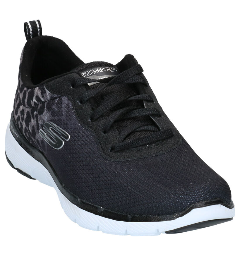 Skechers Flex Appeal Zwarte Sneakers in stof (264477)