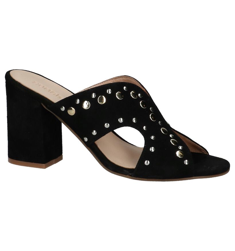 Humat Mona Tachas Zwarte Muiltjes in nubuck (221380)