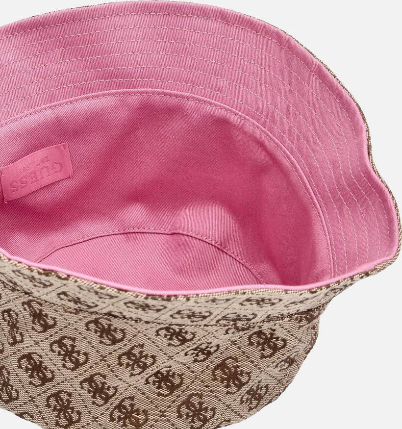 Guess Monogram Pattern Bruine Bucket Hat voor dames (372419)