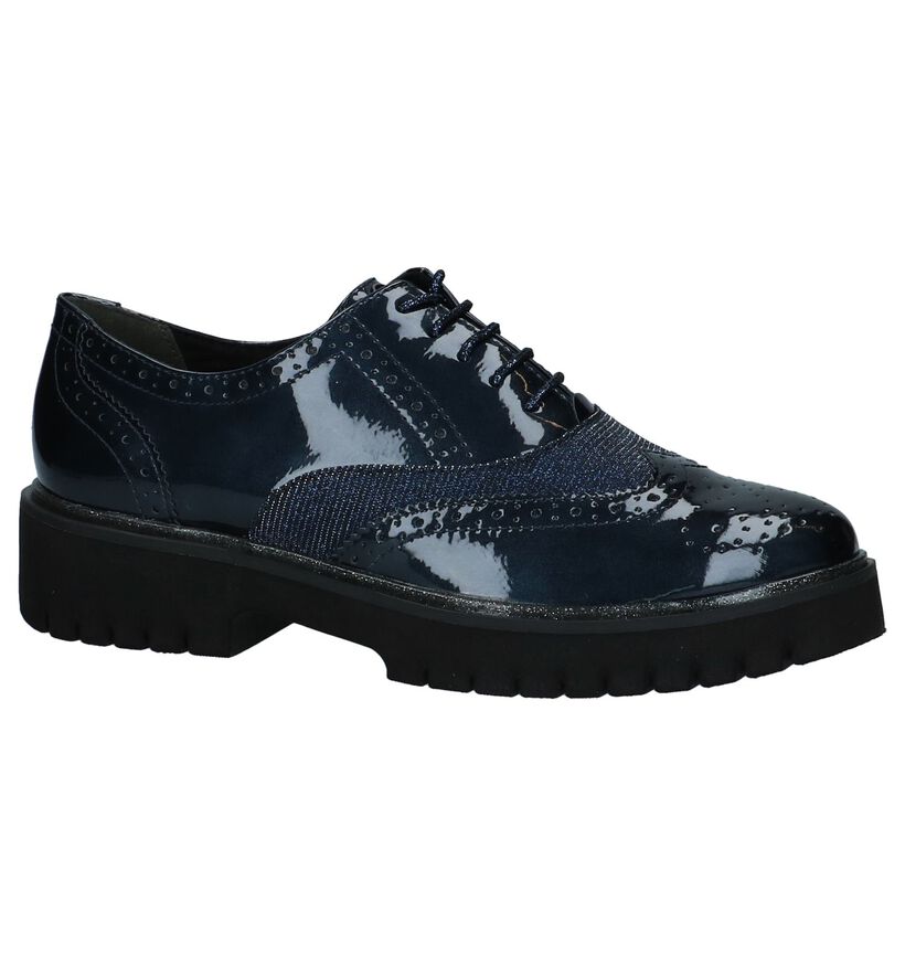 Tamaris Chaussures à lacets en Bleu foncé en cuir verni (226773)