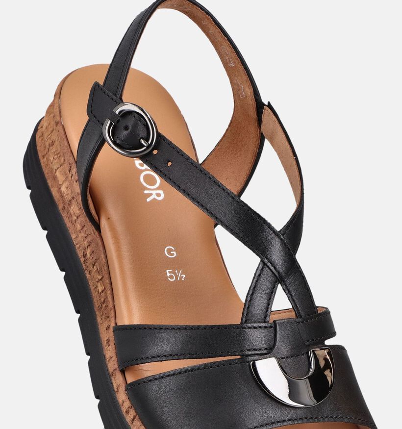 Gabor Sandales compens&eacute;es en Noir pour femmes (371120)