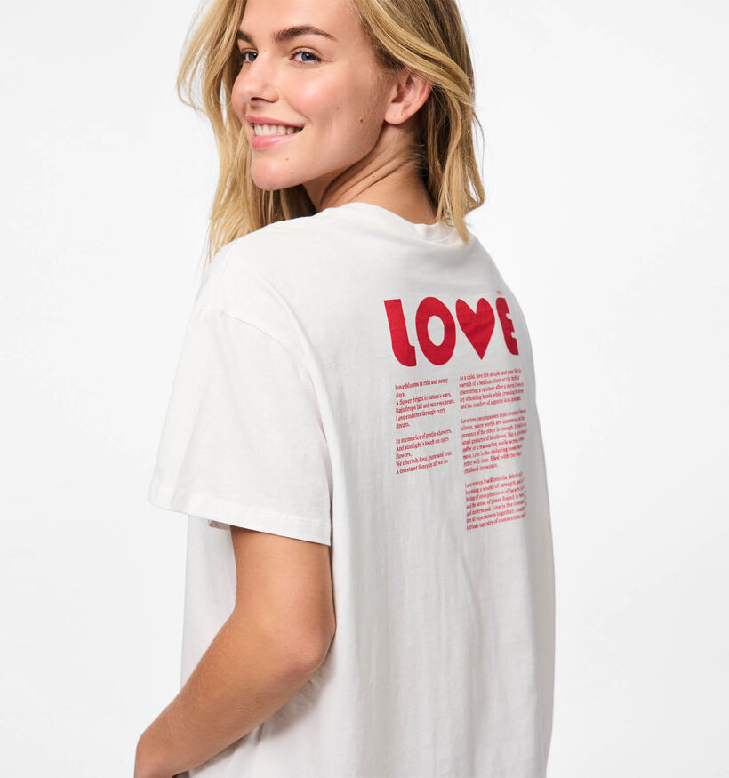 Pieces Witte Love T-shirt voor dames (362262)