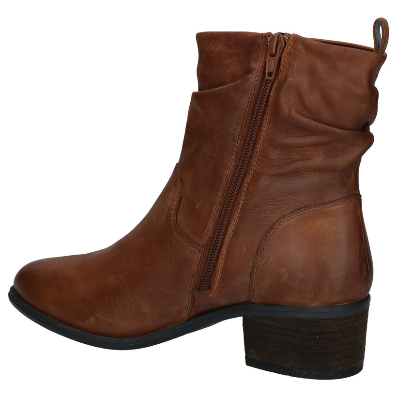 Steven NY Bottines à talons en Cognac en cuir (280206)