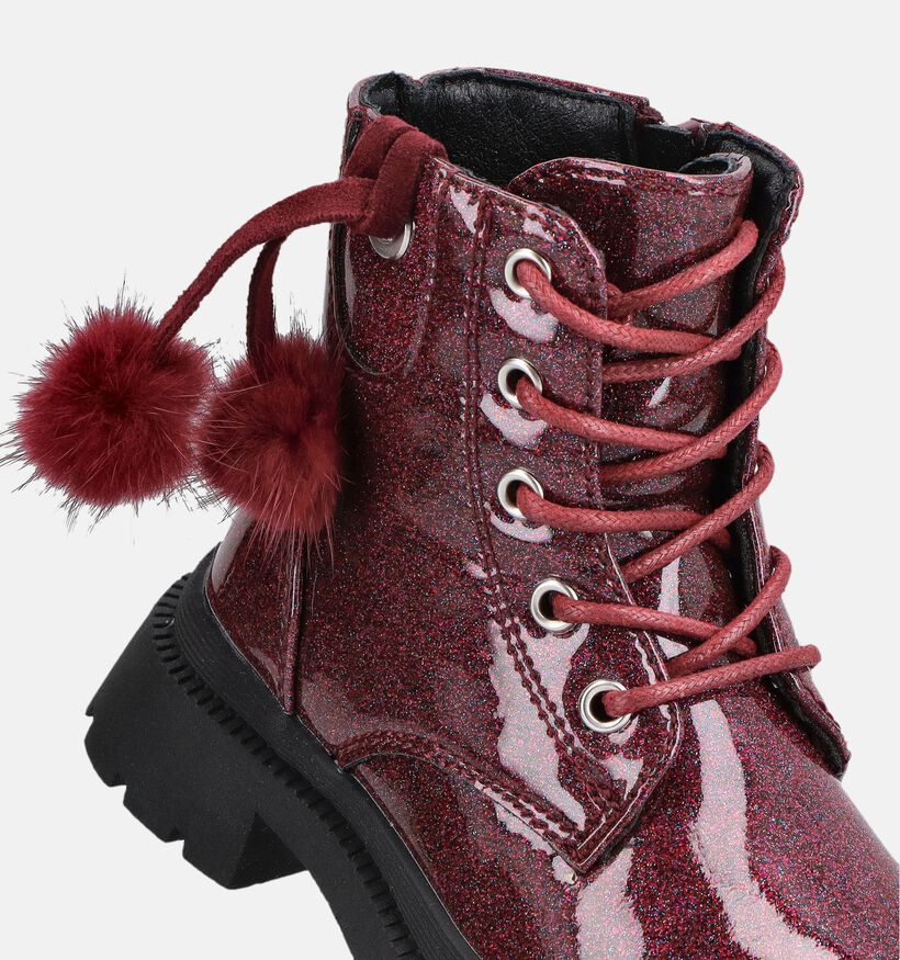 Milo & Mila Boots &agrave; lacets en Bordeaux pour filles (378696)