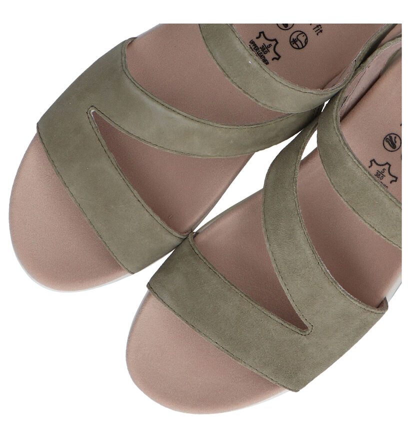 Jana Sandales compensées en Vert olive en nubuck (286450)