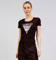 Guess Regal Brown Donkerbruine T-shirt met Korte Mouwen voor dames (370361)