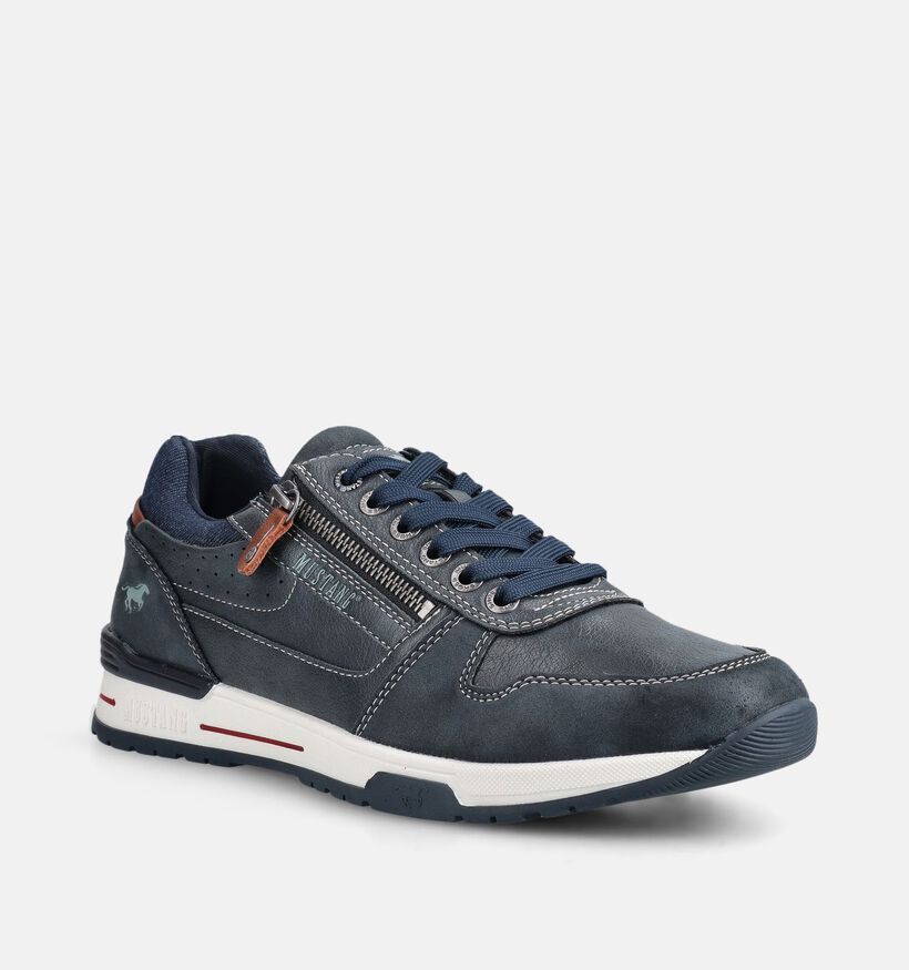 Mustang Donkerblauwe Rits-Veterschoenen voor heren (372958) - geschikt voor steunzolen