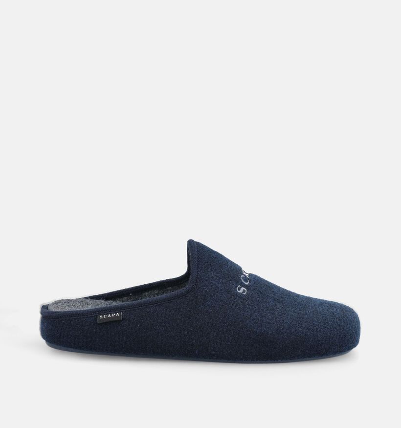 Scapa Pantoufles ouvertes en Bleu fonc&eacute; pour hommes (381016) - pour semelles orthop&eacute;diques