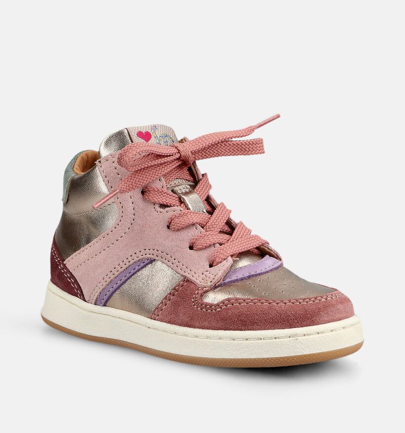 FR by Romagnoli Boots &agrave; lacets en Rose/Or pour filles (379393) - pour semelles orthop&eacute;diques