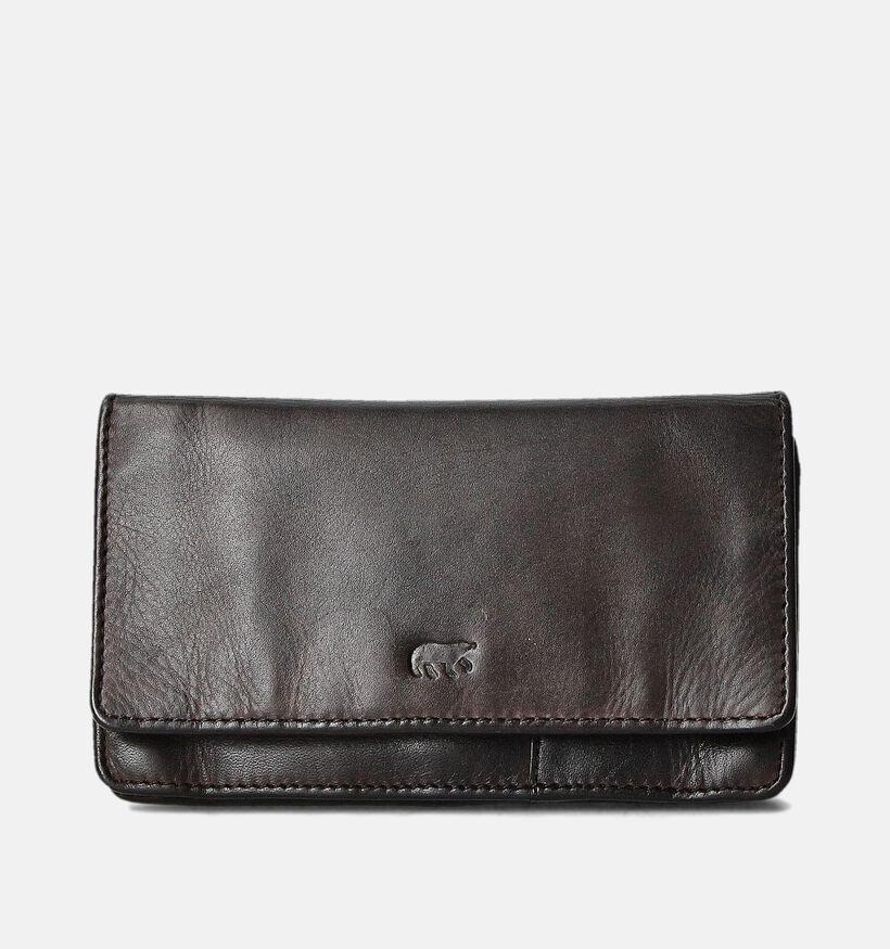 Bear Design Porte-monnaie &agrave; rabat en Brun fonc&eacute; pour femmes (382119)
