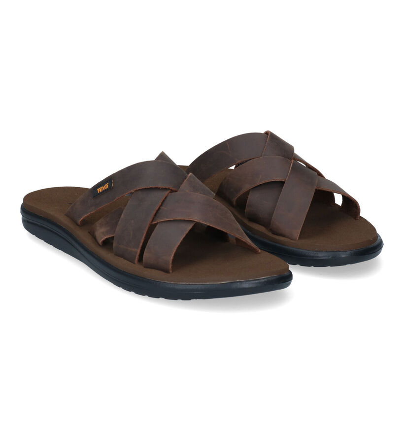 Teva Voya Nu-pieds en Brun en cuir (305618)