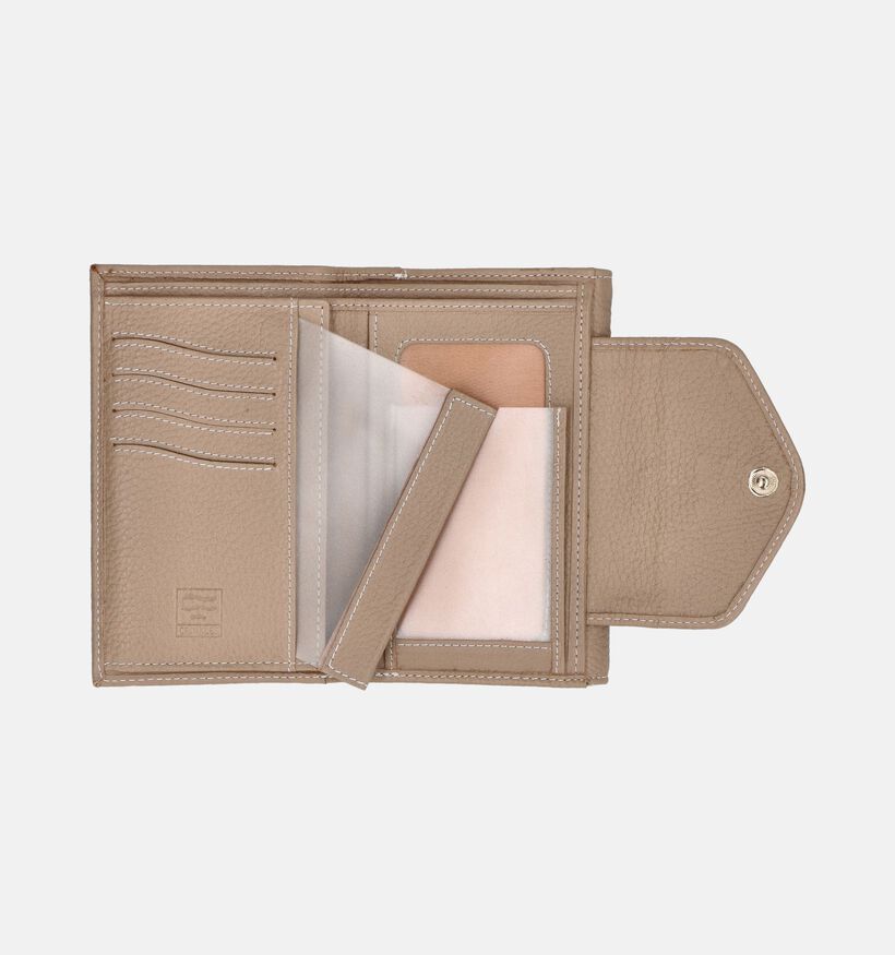 Crinkles Porte-monnaie à rabat en Taupe pour femmes (358510)
