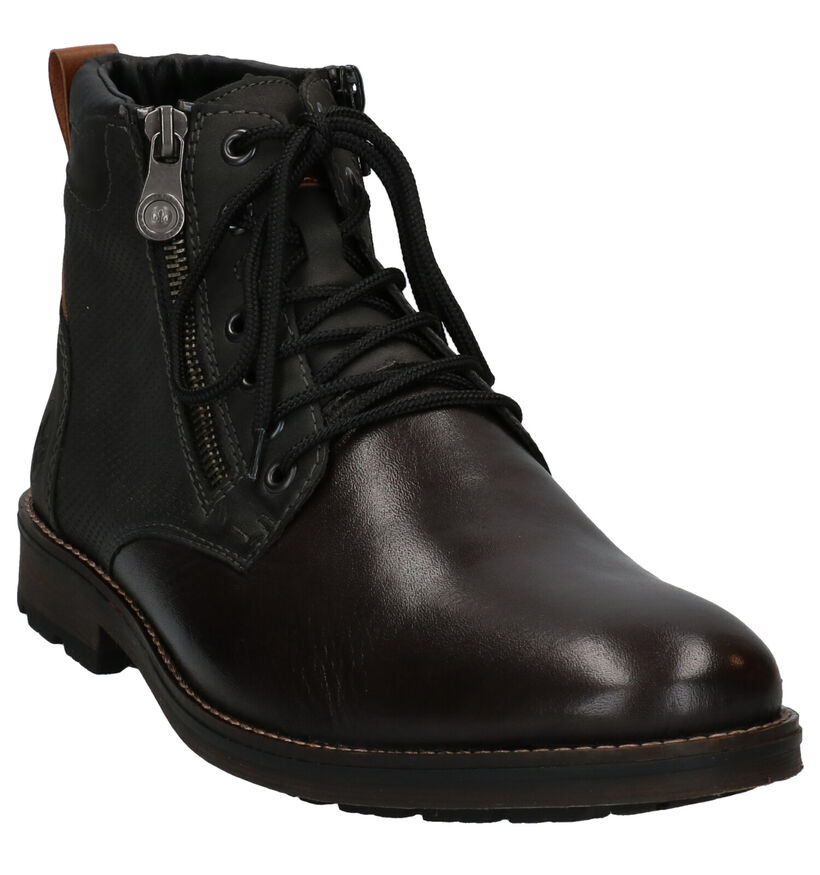 Rieker Boots à lacets en Gris foncé en cuir (315613)