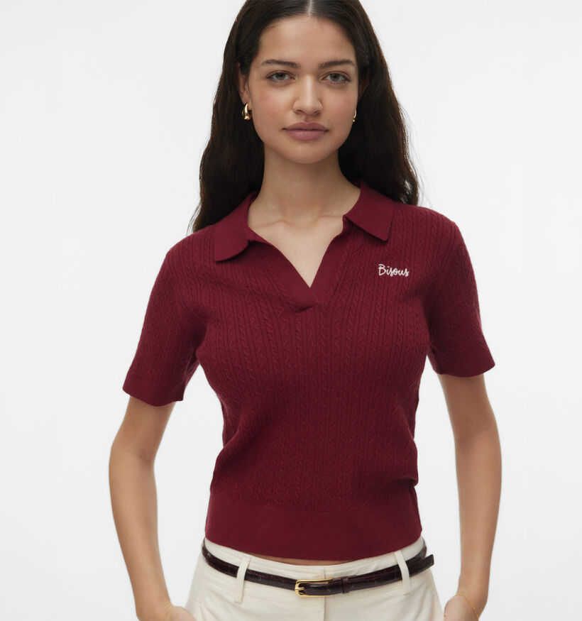 Vero Moda Gold Cable Rode T-shirt voor dames (378424)