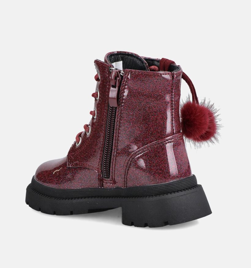 Milo & Mila Boots &agrave; lacets en Bordeaux pour filles (378696)