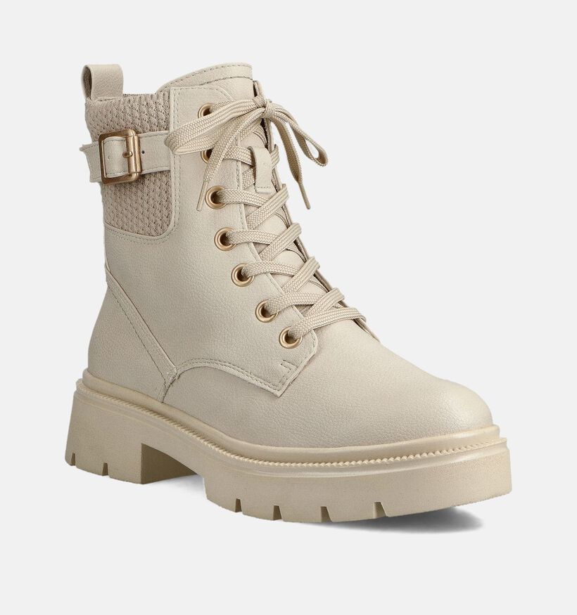 Marco Tozzi Ecru Veterboots voor dames (362557)