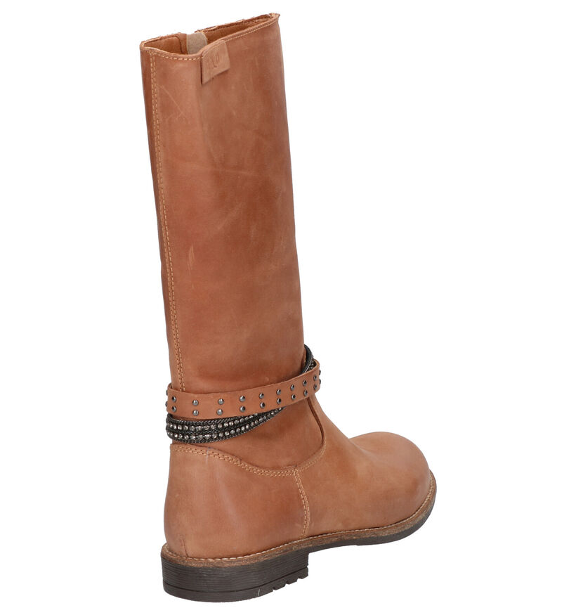 Milo & Mila Bottes hautes en Cognac en cuir (261299)