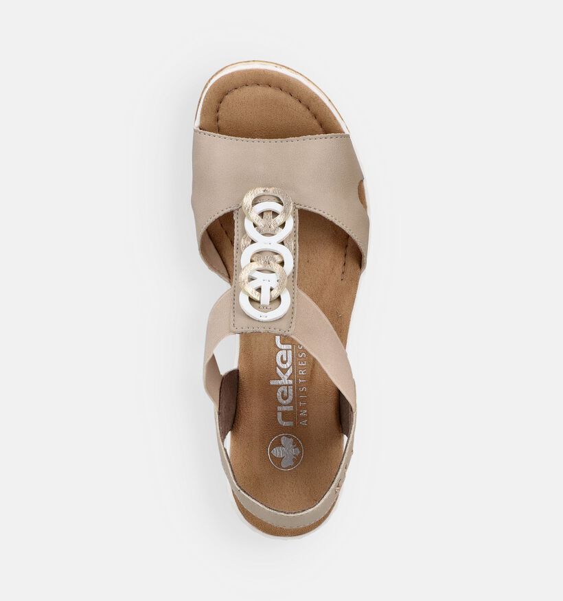 Rieker Sandales compens&eacute;es en Beige pour femmes (370419)
