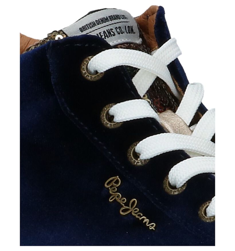 Pepe Jeans Baskets hautes en Bleu foncé en velours (225520)