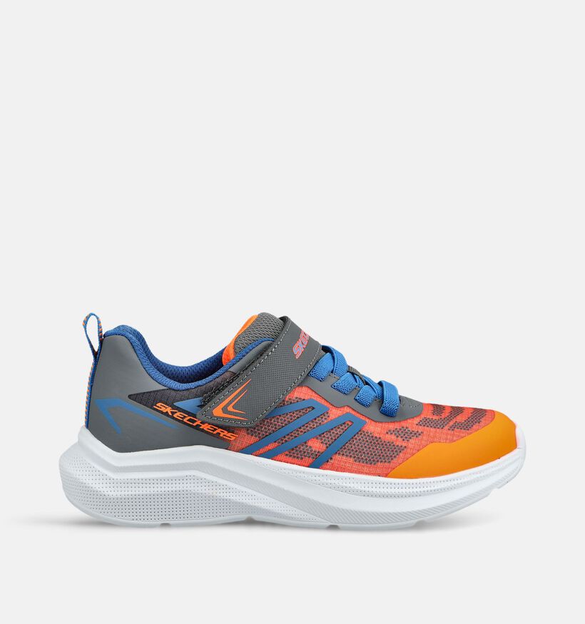 Skechers Microspec Velocity Baskets basses en Orange/Gris pour filles, gar&ccedil;ons (375683)