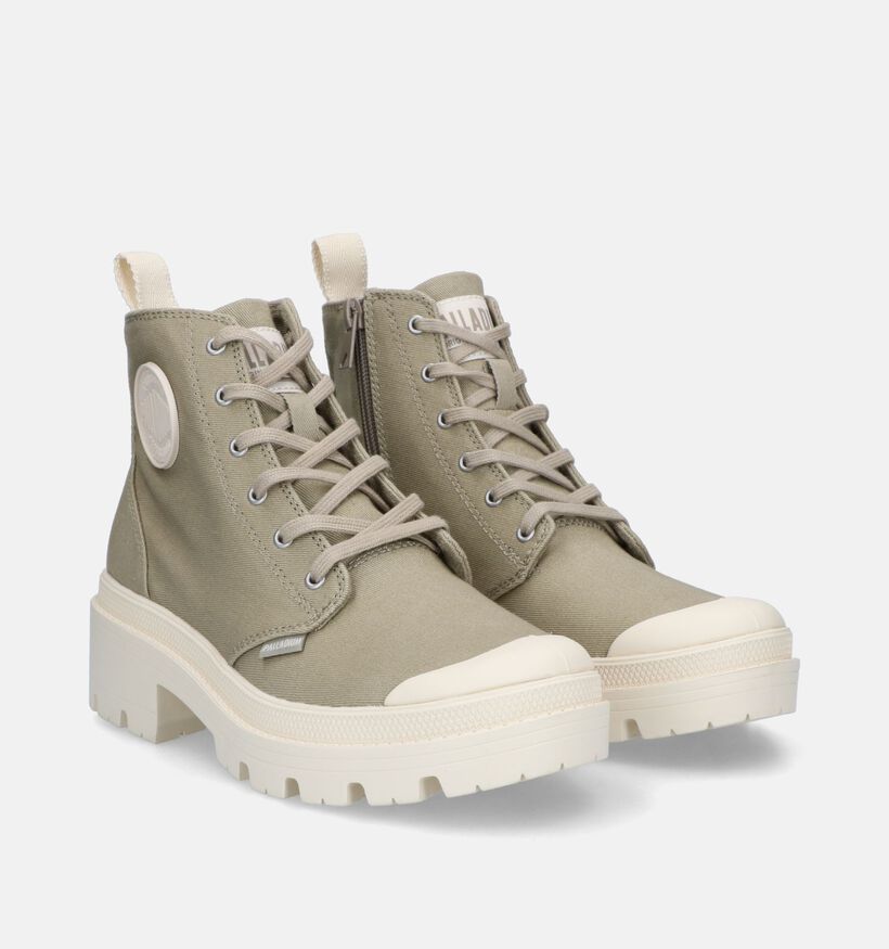 Palladium Pallabase Twill Baskets en Gris pour femmes (336484)