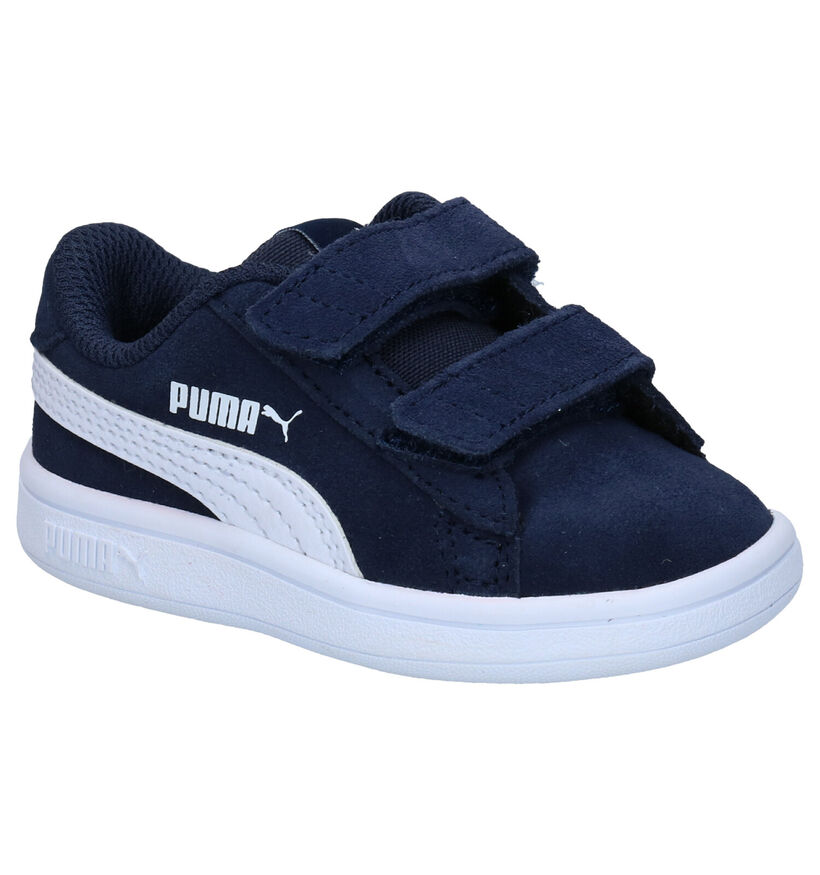 Puma Smash Blauwe Sneakers in leer (288262)