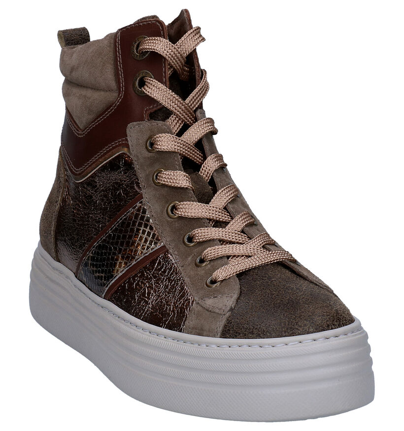 NeroGiardini Taupe Hoge Sneakers voor dames (296584) - geschikt voor steunzolen