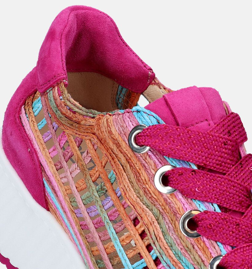 Softwaves Fuchsia Gevlochten sneakers voor dames (340365) - geschikt voor steunzolen