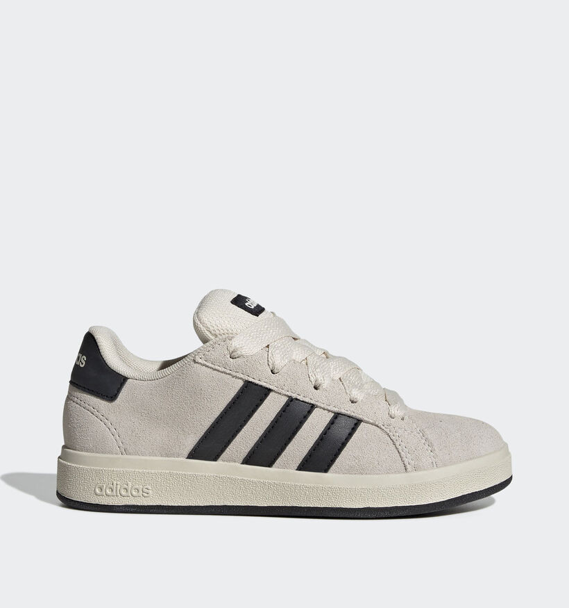 adidas Grand Court 00s Ecru/Zwarte Sneakers voor jongens (365421) - geschikt voor steunzolen