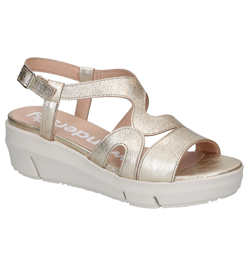 Wonders Gouden Sandalen in leer (274458)