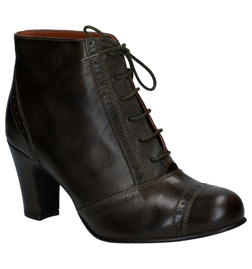Relance Bottines à lacets en Vert kaki en cuir (300467)