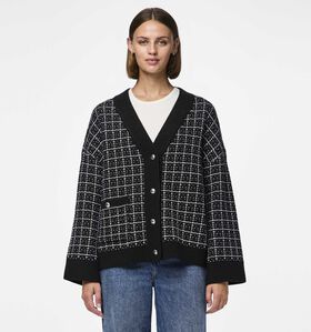 Pieces Nilja Zwarte Korte cardigan met knopen voor dames (346538)