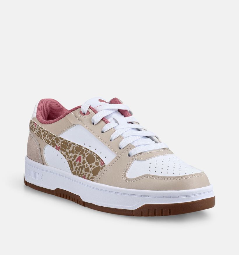 Puma Rebound Slam Winter Safari Beige/Witte Sneakers voor meisjes (375583) - geschikt voor steunzolen