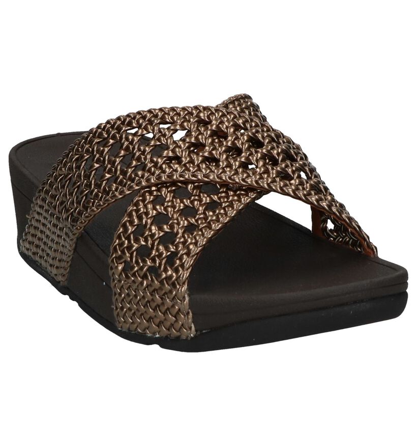 Bronzen Slippers FitFlop Lulu Wicker Slide in kunststof (240151)