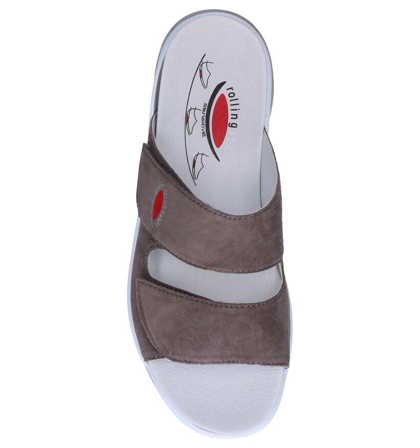 Taupe Slippers Rollingsoft by Gabor in daim (245485)