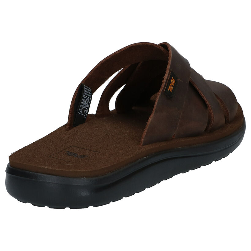 Teva Voya Bruine Slippers in leer (305618)