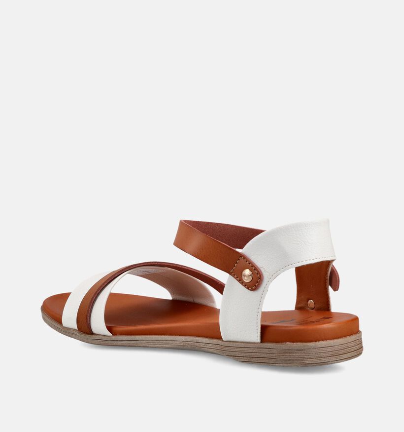 Mustang Witte/Cognac Platte Sandalen voor dames (372127)