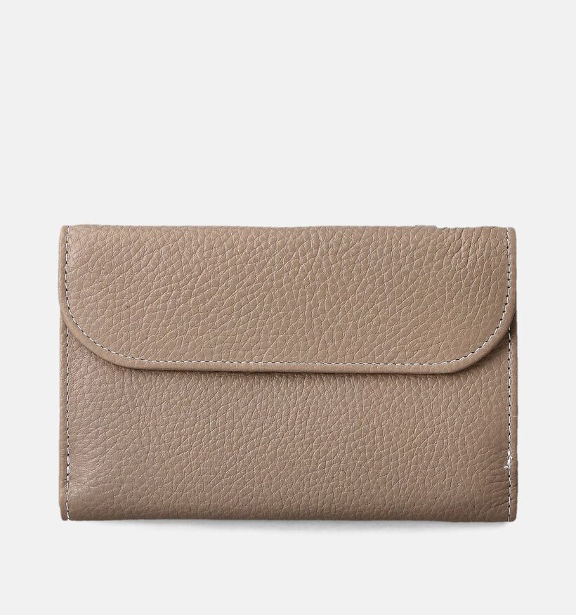 Crinkles Porte-monnaie à rabat en Taupe pour femmes (358510)
