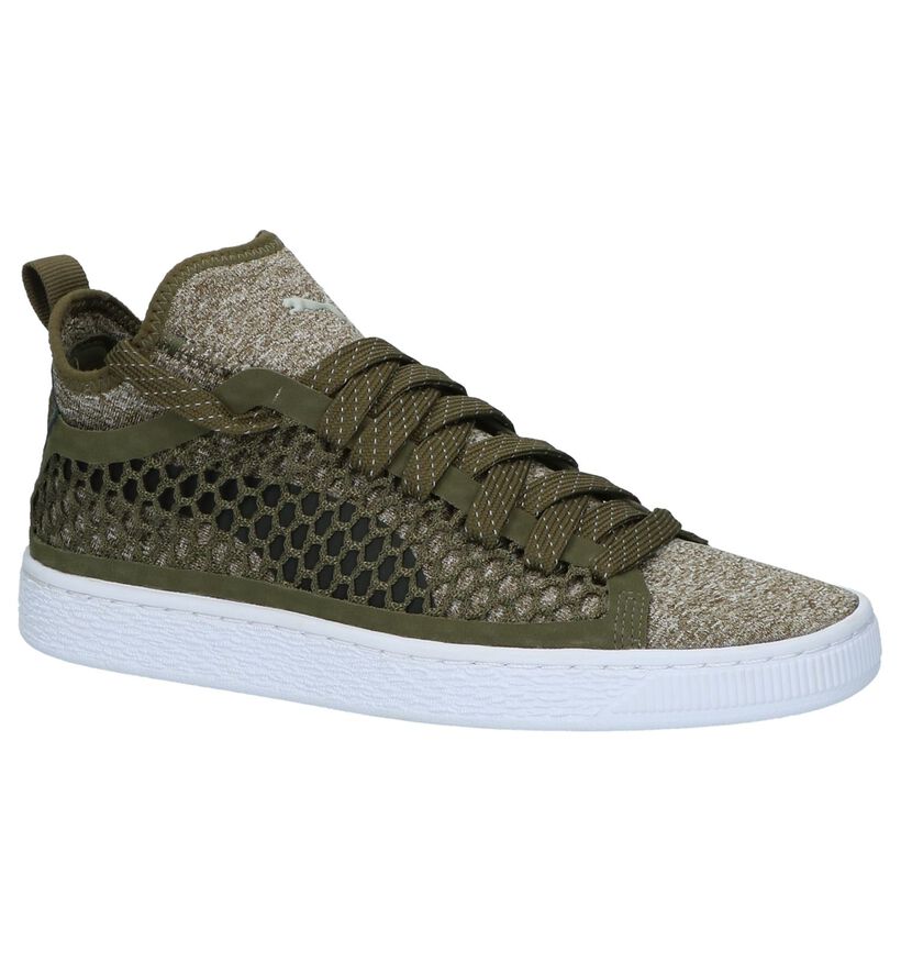 Puma Basket Classic Baskets hautes en Vert kaki en textile (199544)