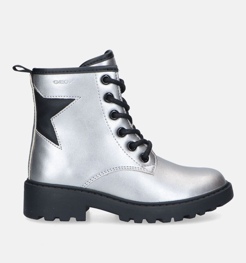 Geox Casey Zilveren Veterboots voor meisjes (330138) - geschikt voor steunzolen