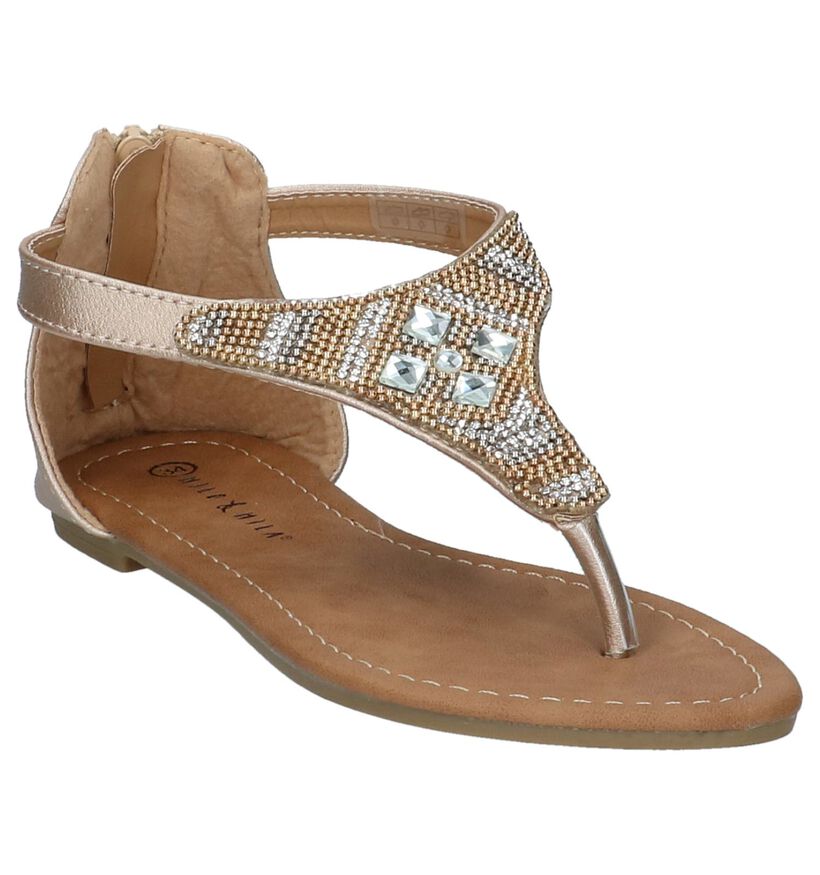 Milo & Mila Gouden Sandalen met Rits in kunstleer (217913)