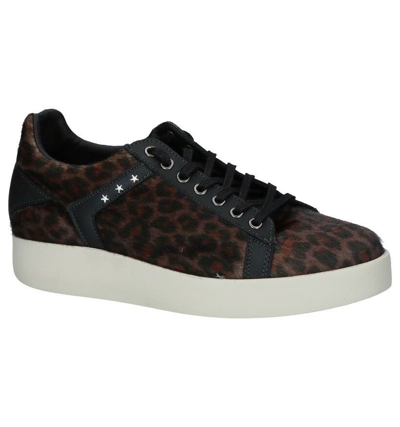 Bruine Sneakers Pantofola d'Oro Lecce Leopard Donne Low in leer (227336)