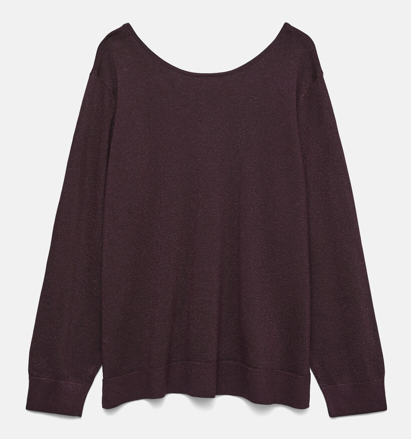 Vero Moda Curve Happy Glitter Pull en Bordeaux pour femmes (366402)