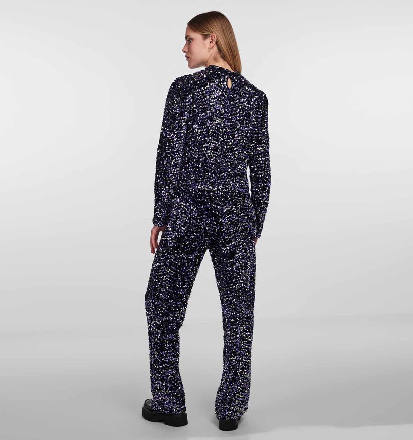 Pieces Kam Zwarte Wijde glitter broek L32 voor dames (333232)