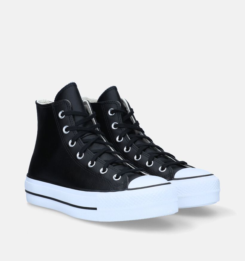 Converse CT All Star Leather Platform Baskets en Noir pour femmes (332822)