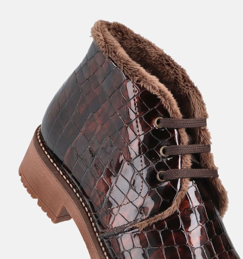 Pitillos Donkerbruine Veterboots Croco voor dames (365518) - geschikt voor steunzolen